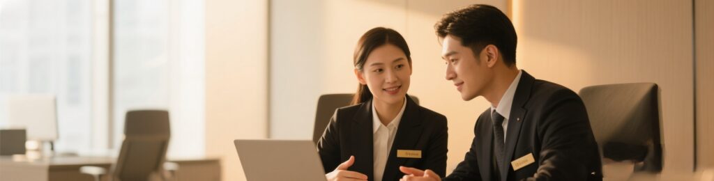 我們的一對一專屬顧問正專注地傾聽客戶的需求，提供兼具效率與溫度的個人化尊榮服務，確保客戶感受到充分的尊重與理解。