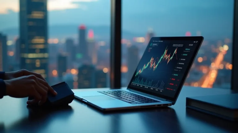 專業金融辦公桌顯示台灣證券配合銀行介面,象徵資金管理