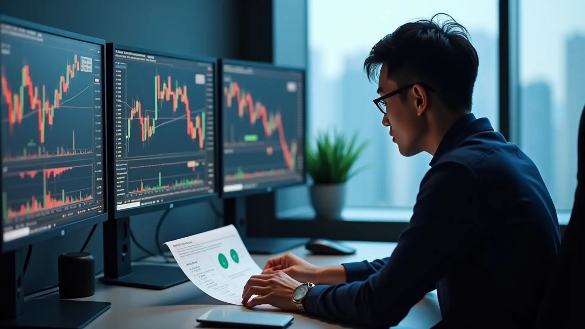 台灣投資人於辦公室面臨多檔股票追繳的緊急情境