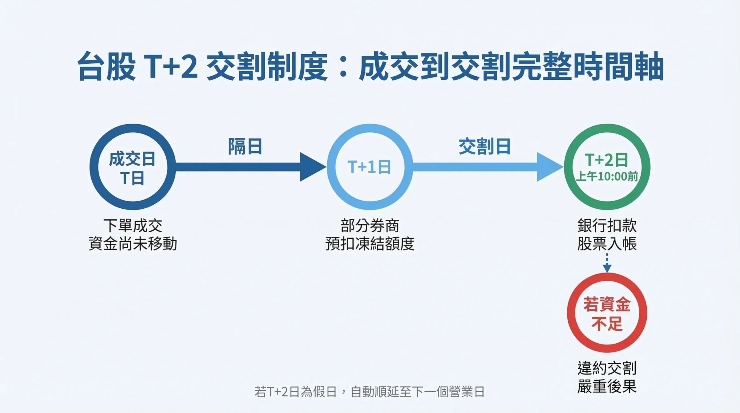 台股T+2交割制度時間軸：從成交日到交割日完整流程說明