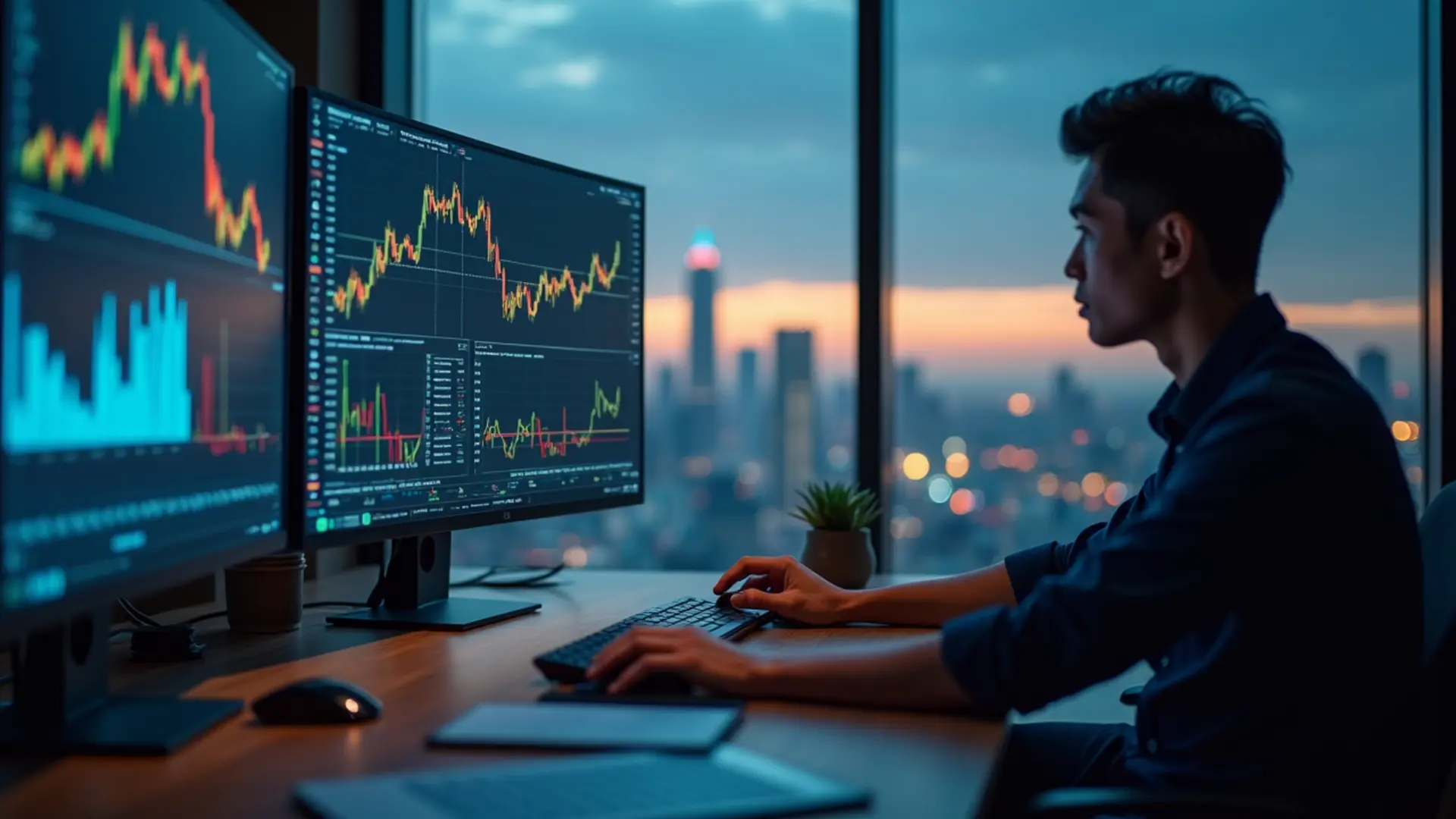 台灣專業交易室顯示當沖下單介面與風險圖表