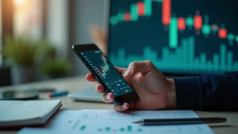 台灣投資人手機操作零股當沖交易介面與股票圖表