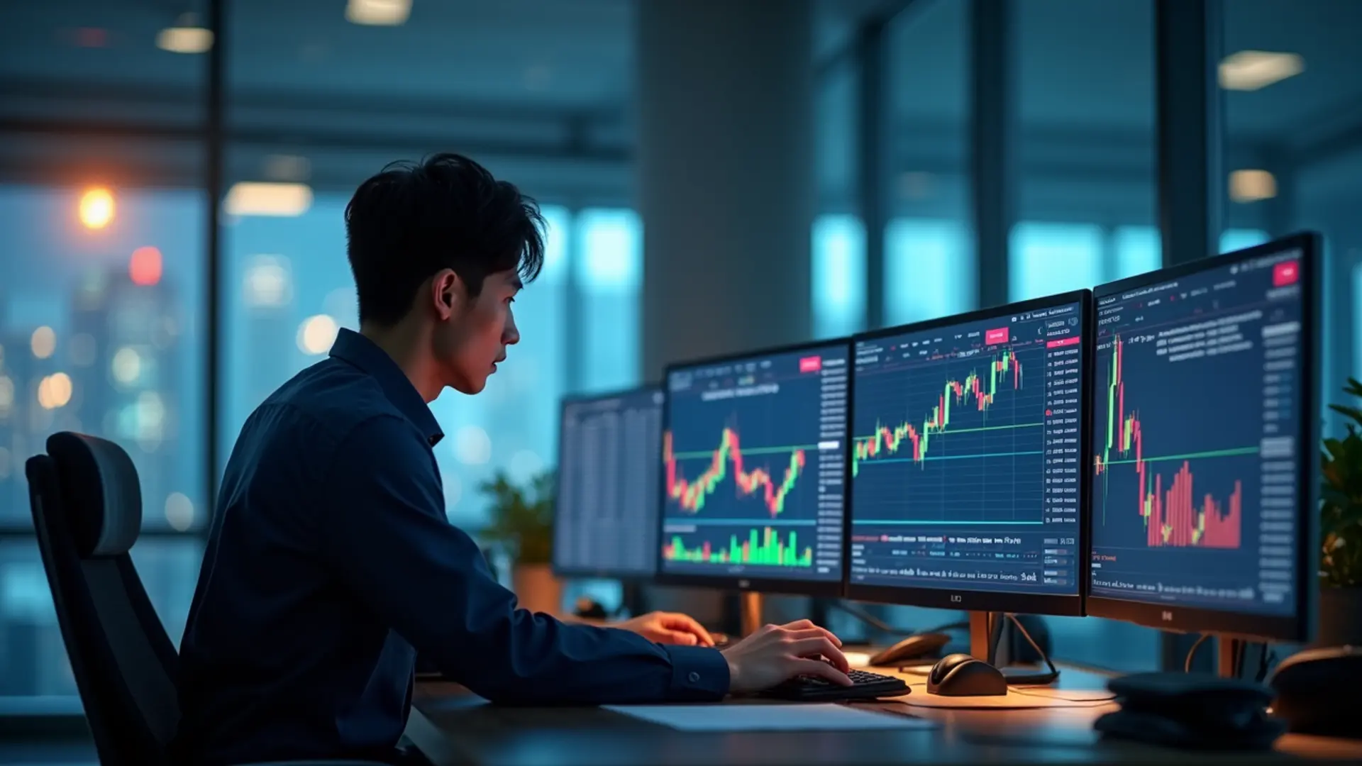 台灣專業交易室現股當沖螢幕數據分析與交易員身影