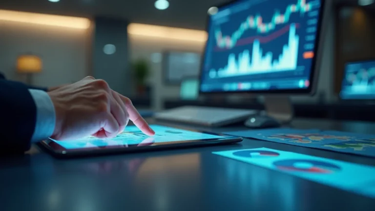 台灣投資人於專業金融辦公室進行股票借款策略分析