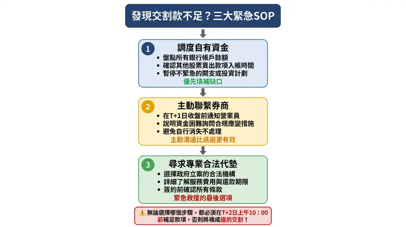 報稅季交割款不足時三大緊急應對SOP流程圖